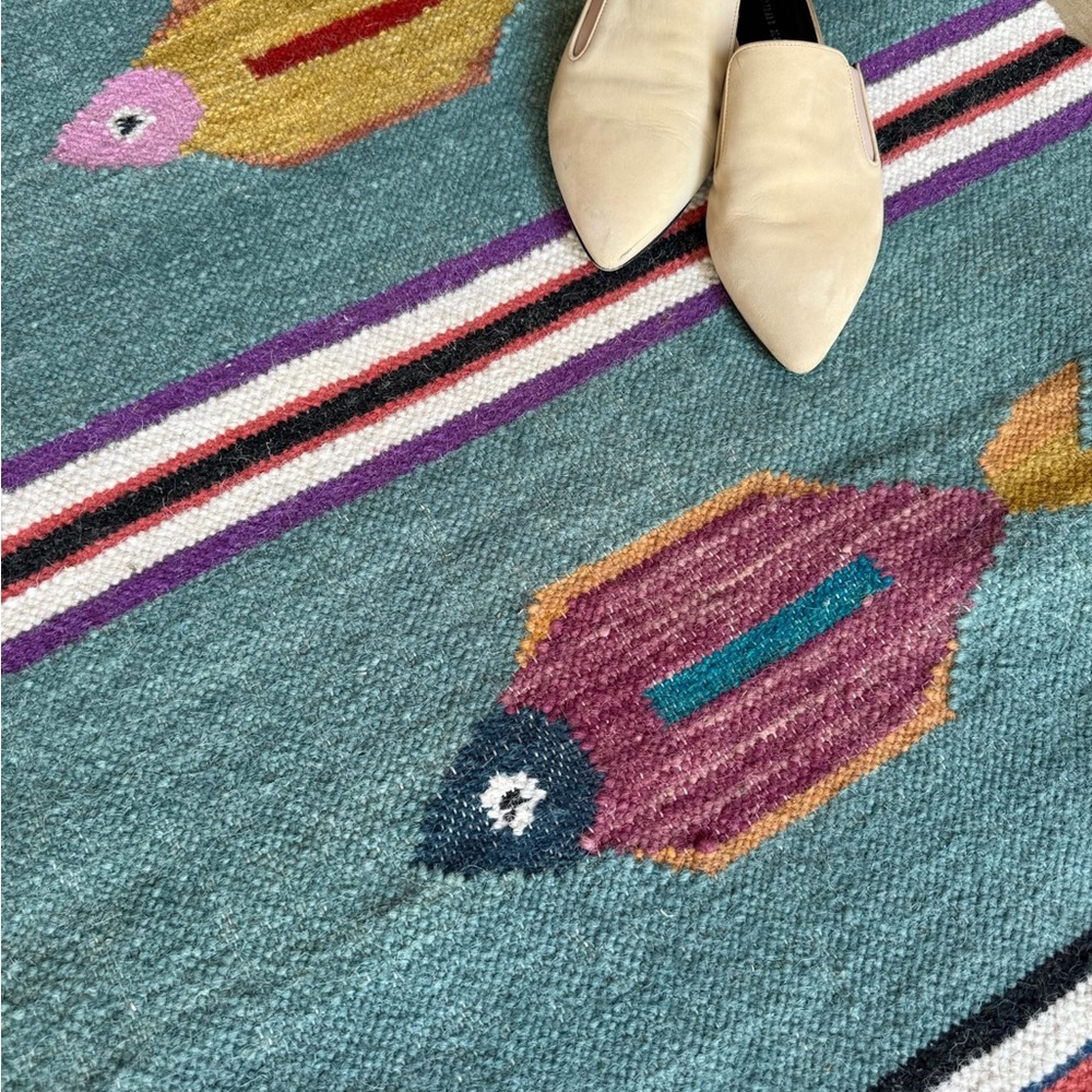 Colorful Fish Pattern Kilim Rug - Wool Rug - Picture 8 of 8
